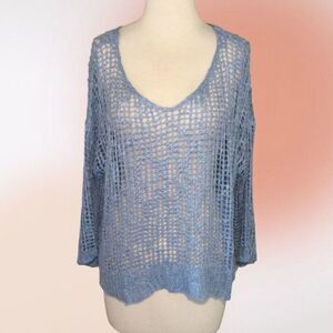 Paradise USA Open‎ Weave High Low Soft Blue Sweater S